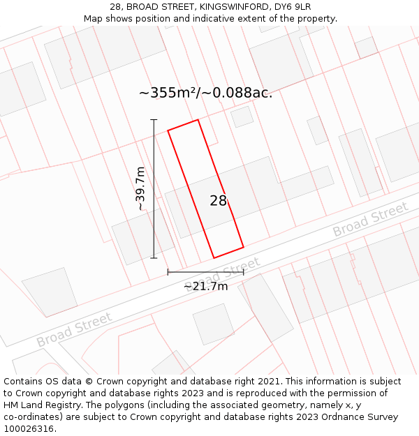 28, BROAD STREET, KINGSWINFORD, DY6 9LR: Plot and title map