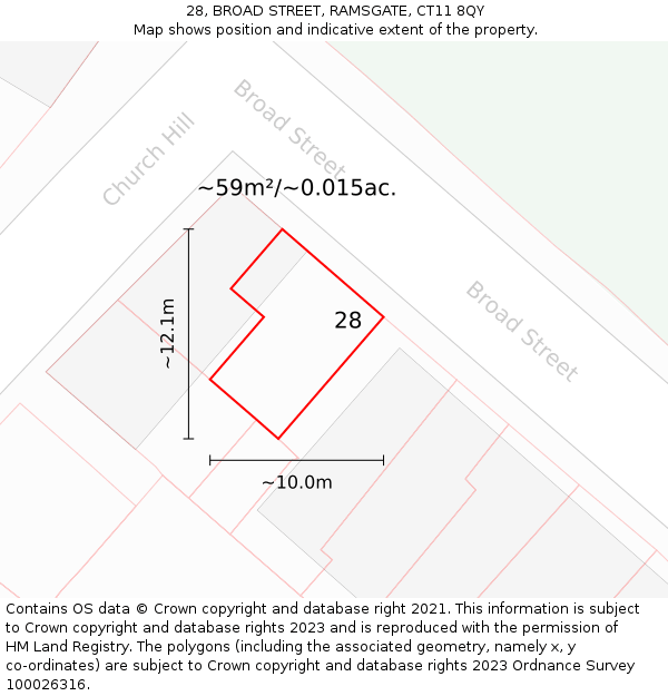 28, BROAD STREET, RAMSGATE, CT11 8QY: Plot and title map