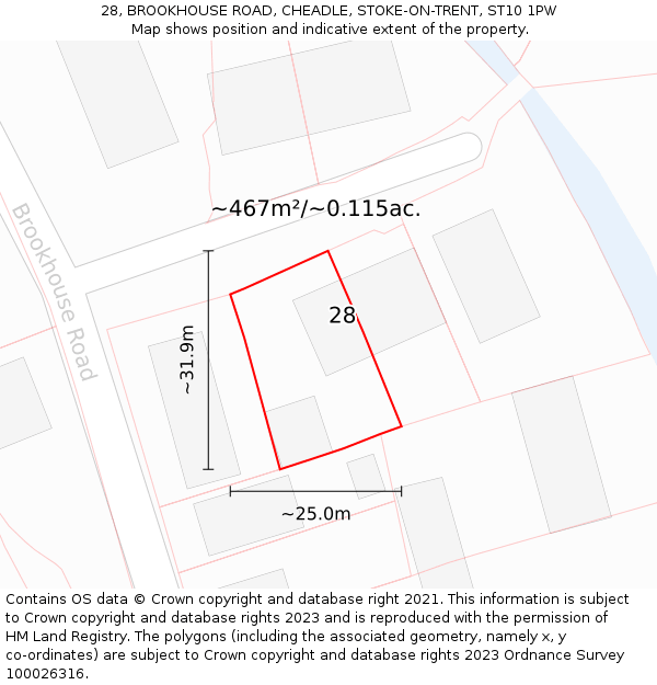 28, BROOKHOUSE ROAD, CHEADLE, STOKE-ON-TRENT, ST10 1PW: Plot and title map