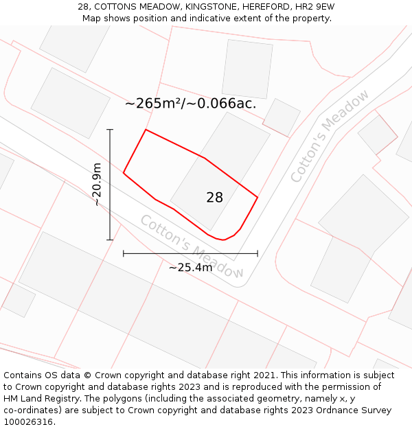 28, COTTONS MEADOW, KINGSTONE, HEREFORD, HR2 9EW: Plot and title map