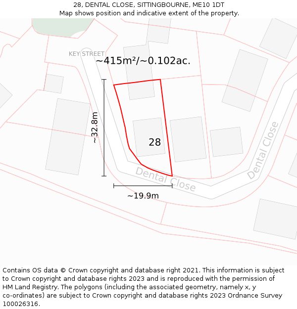 28, DENTAL CLOSE, SITTINGBOURNE, ME10 1DT: Plot and title map