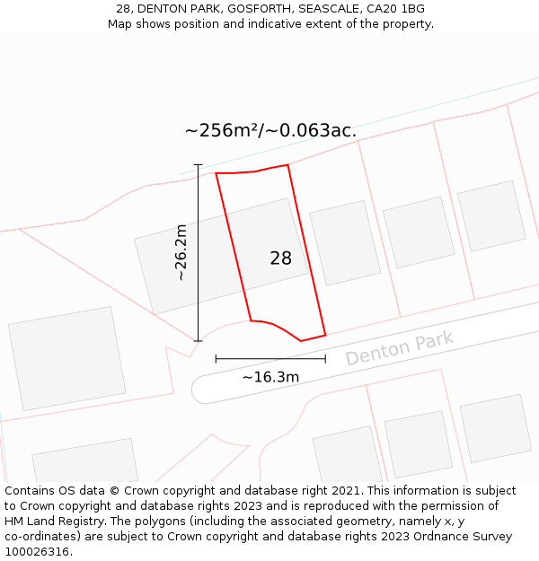 28, DENTON PARK, GOSFORTH, SEASCALE, CA20 1BG: Plot and title map