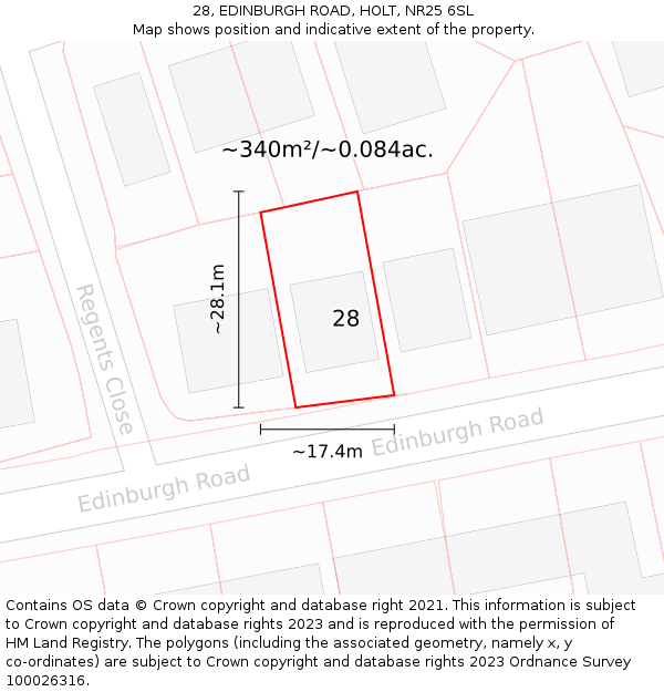 28, EDINBURGH ROAD, HOLT, NR25 6SL: Plot and title map