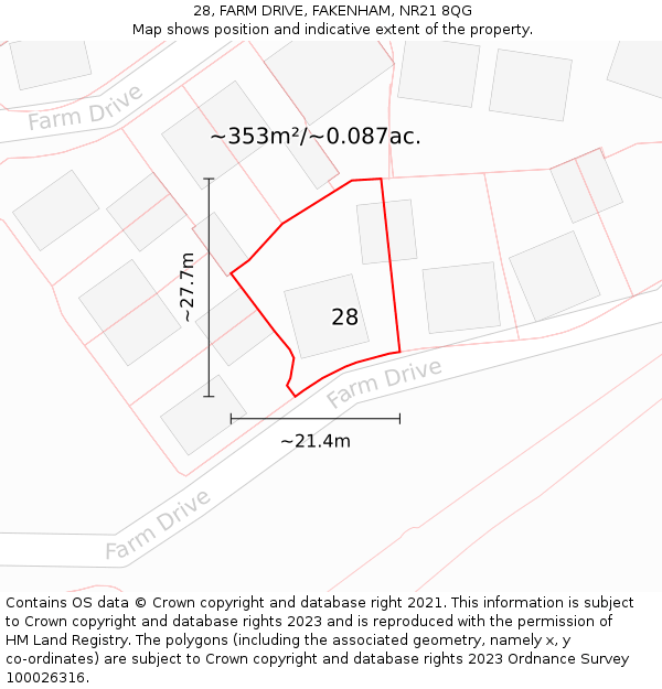 28, FARM DRIVE, FAKENHAM, NR21 8QG: Plot and title map