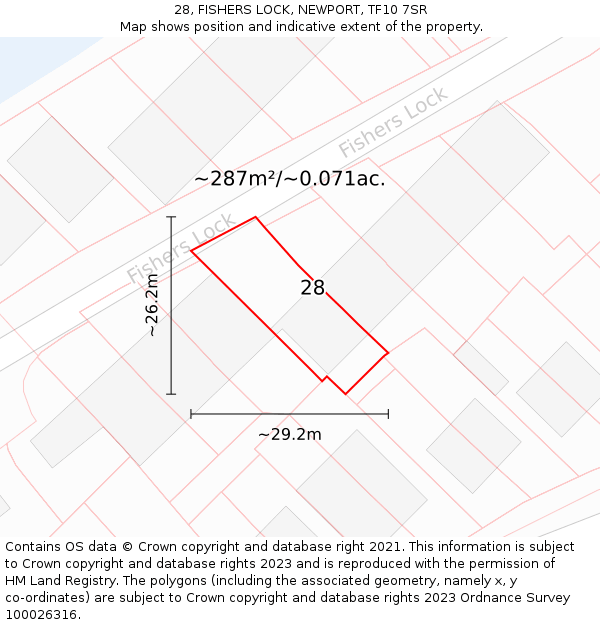 28, FISHERS LOCK, NEWPORT, TF10 7SR: Plot and title map