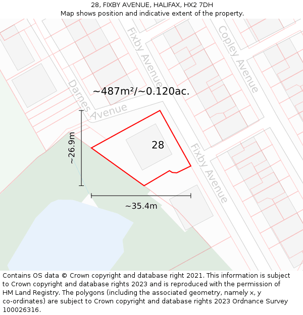 28, FIXBY AVENUE, HALIFAX, HX2 7DH: Plot and title map