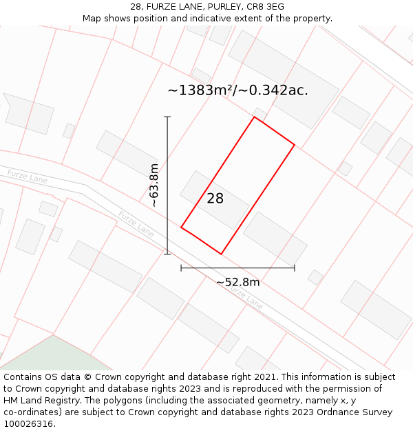 28, FURZE LANE, PURLEY, CR8 3EG: Plot and title map