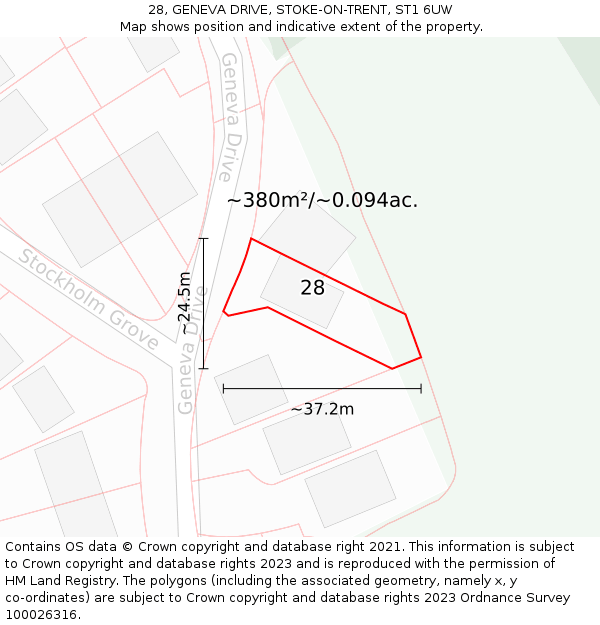 28, GENEVA DRIVE, STOKE-ON-TRENT, ST1 6UW: Plot and title map