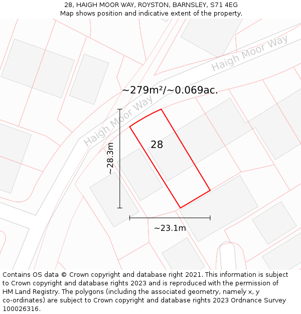 28, HAIGH MOOR WAY, ROYSTON, BARNSLEY, S71 4EG: Plot and title map