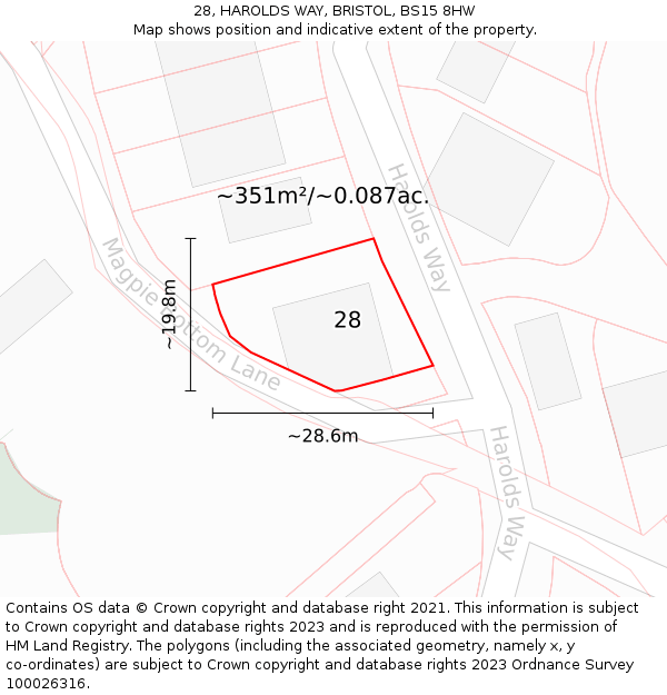 28, HAROLDS WAY, BRISTOL, BS15 8HW: Plot and title map