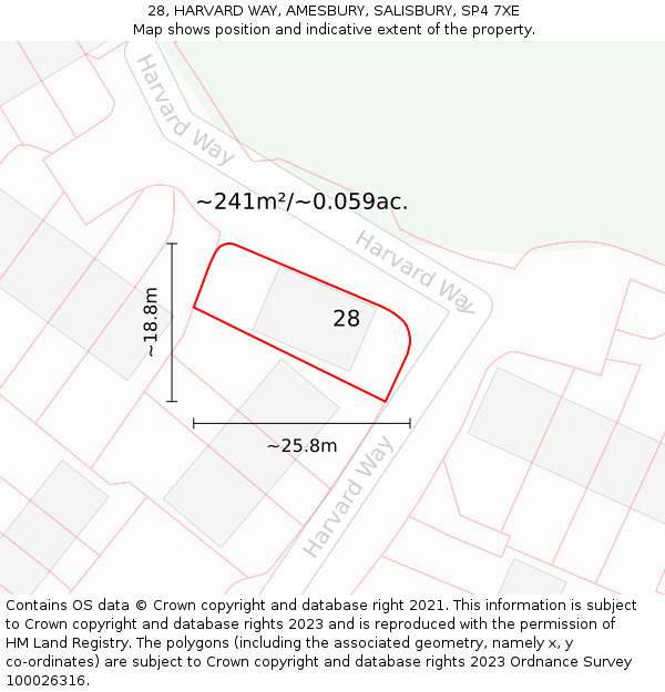 28, HARVARD WAY, AMESBURY, SALISBURY, SP4 7XE: Plot and title map