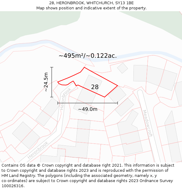 28, HERONBROOK, WHITCHURCH, SY13 1BE: Plot and title map