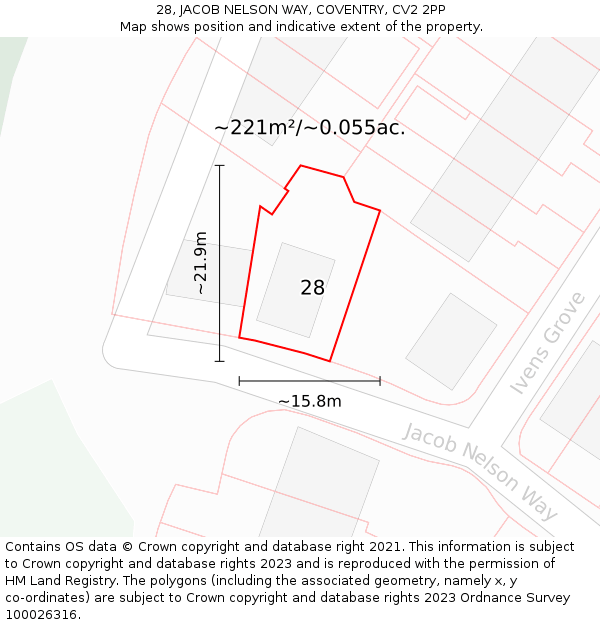 28, JACOB NELSON WAY, COVENTRY, CV2 2PP: Plot and title map