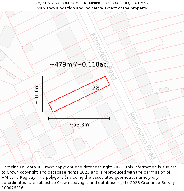 28, KENNINGTON ROAD, KENNINGTON, OXFORD, OX1 5NZ: Plot and title map