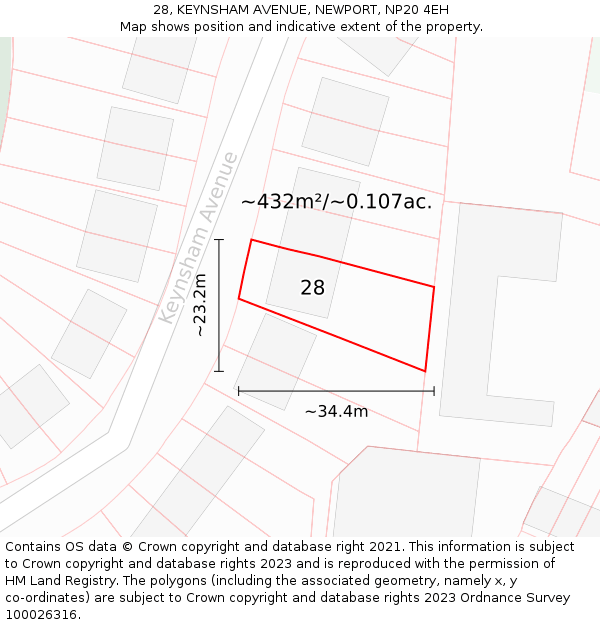 28, KEYNSHAM AVENUE, NEWPORT, NP20 4EH: Plot and title map