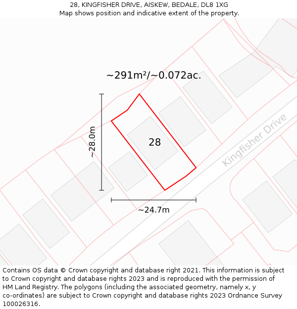 28, KINGFISHER DRIVE, AISKEW, BEDALE, DL8 1XG: Plot and title map