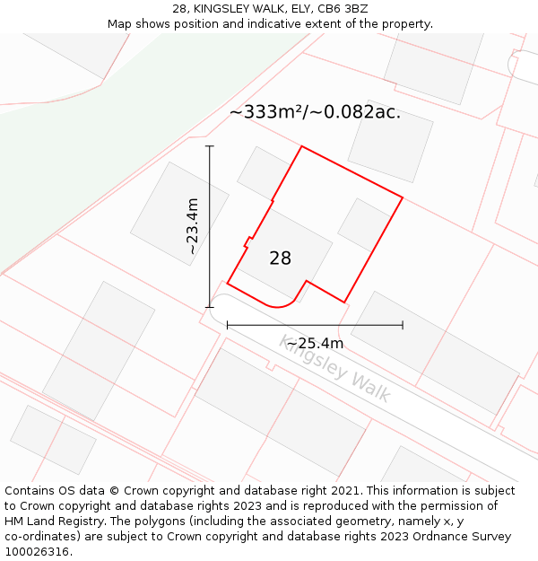 28, KINGSLEY WALK, ELY, CB6 3BZ: Plot and title map