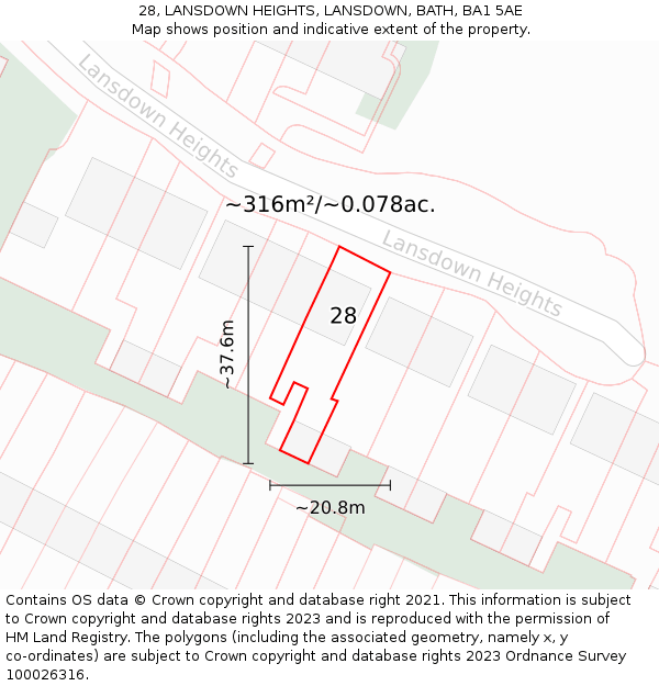 28, LANSDOWN HEIGHTS, LANSDOWN, BATH, BA1 5AE: Plot and title map