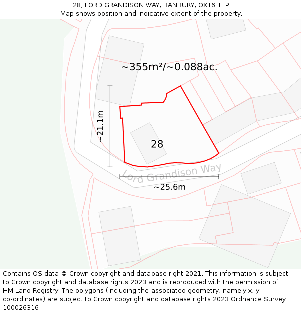 28, LORD GRANDISON WAY, BANBURY, OX16 1EP: Plot and title map