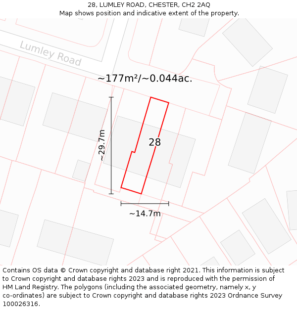 28, LUMLEY ROAD, CHESTER, CH2 2AQ: Plot and title map