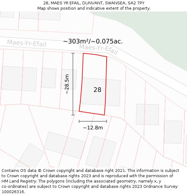 28, MAES YR EFAIL, DUNVANT, SWANSEA, SA2 7PY: Plot and title map