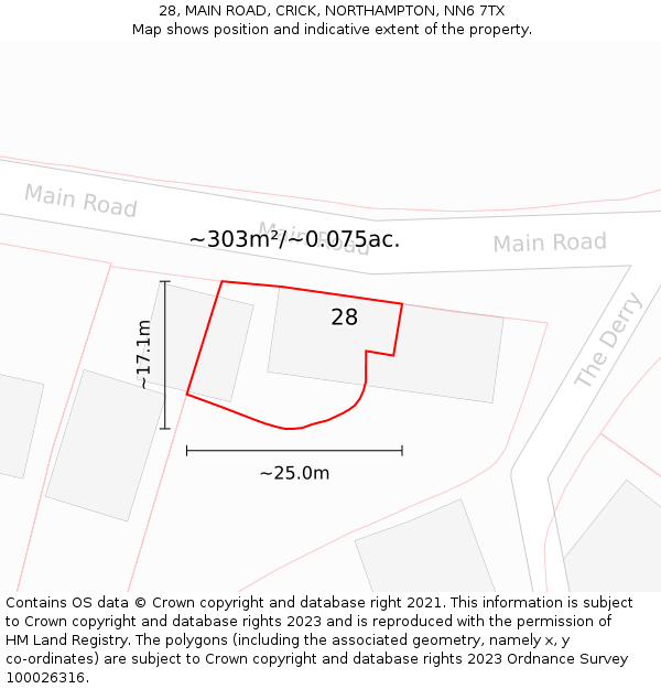 28, MAIN ROAD, CRICK, NORTHAMPTON, NN6 7TX: Plot and title map