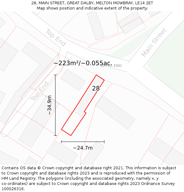 28, MAIN STREET, GREAT DALBY, MELTON MOWBRAY, LE14 2ET: Plot and title map