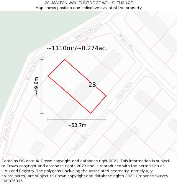 28, MALTON WAY, TUNBRIDGE WELLS, TN2 4QE: Plot and title map
