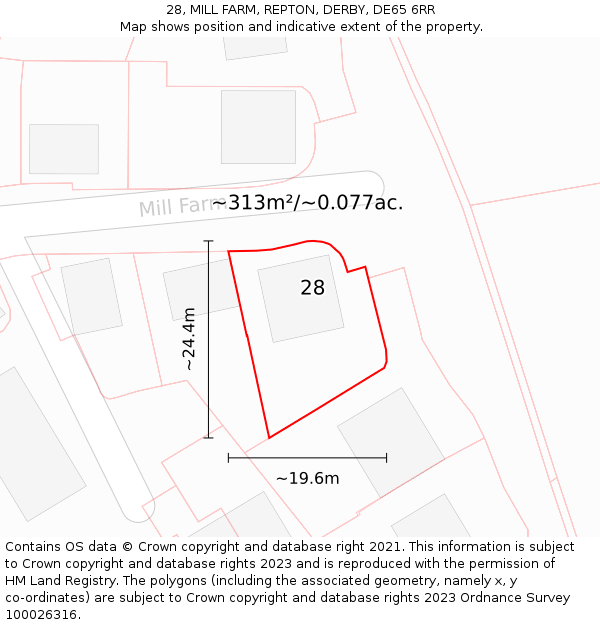 28, MILL FARM, REPTON, DERBY, DE65 6RR: Plot and title map