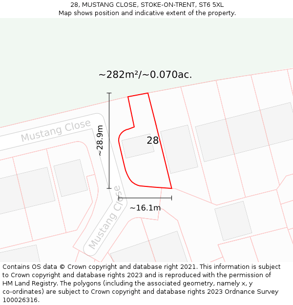 28, MUSTANG CLOSE, STOKE-ON-TRENT, ST6 5XL: Plot and title map