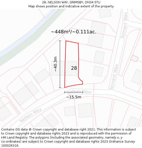 28, NELSON WAY, GRIMSBY, DN34 5TU: Plot and title map