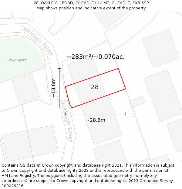 28, OAKLEIGH ROAD, CHEADLE HULME, CHEADLE, SK8 6SP: Plot and title map