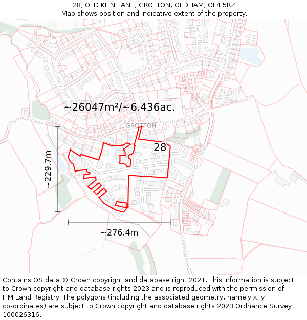 28, OLD KILN LANE, GROTTON, OLDHAM, OL4 5RZ: Plot and title map