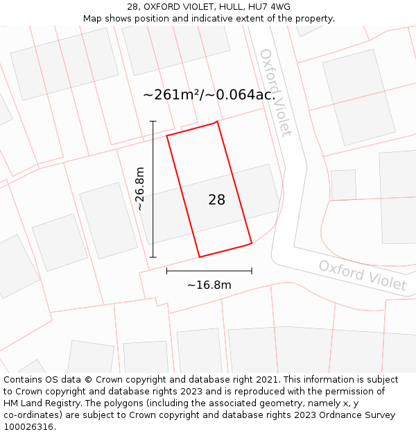 28, OXFORD VIOLET, HULL, HU7 4WG: Plot and title map