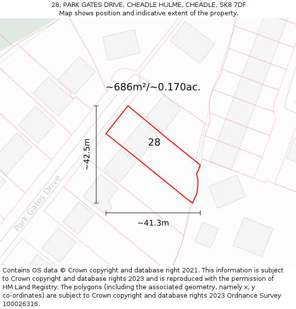 28, PARK GATES DRIVE, CHEADLE HULME, CHEADLE, SK8 7DF: Plot and title map