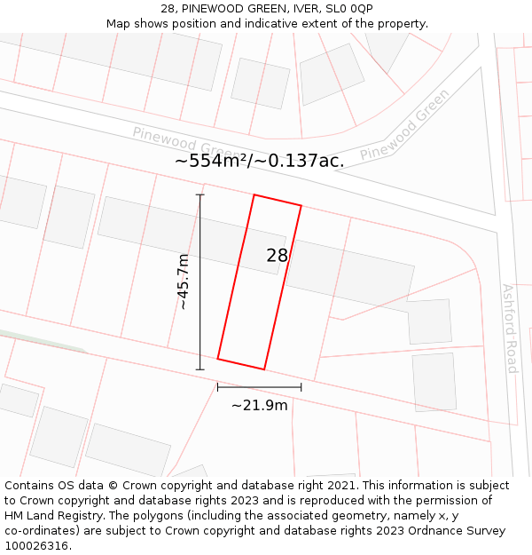 28, PINEWOOD GREEN, IVER, SL0 0QP: Plot and title map