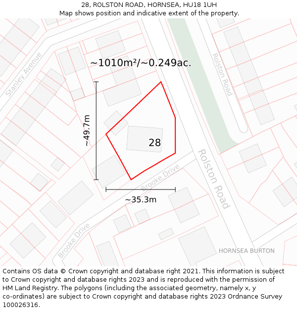 28, ROLSTON ROAD, HORNSEA, HU18 1UH: Plot and title map