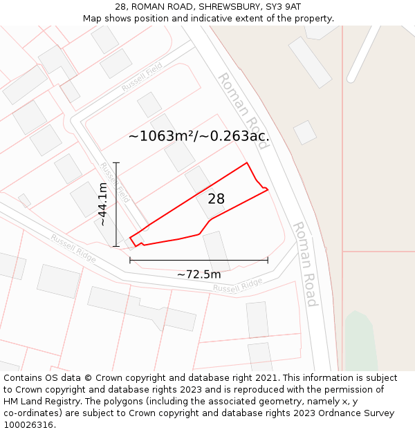 28, ROMAN ROAD, SHREWSBURY, SY3 9AT: Plot and title map