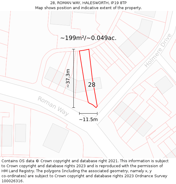 28, ROMAN WAY, HALESWORTH, IP19 8TP: Plot and title map