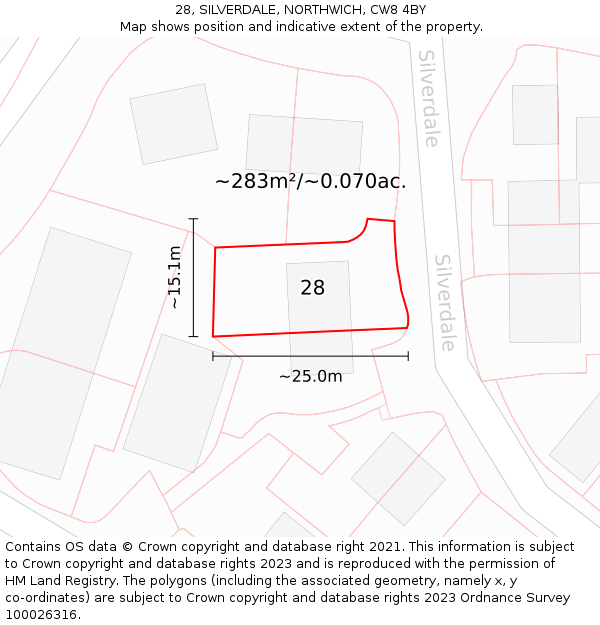 28, SILVERDALE, NORTHWICH, CW8 4BY: Plot and title map