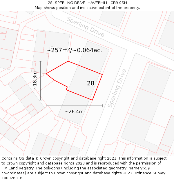 28, SPERLING DRIVE, HAVERHILL, CB9 9SH: Plot and title map