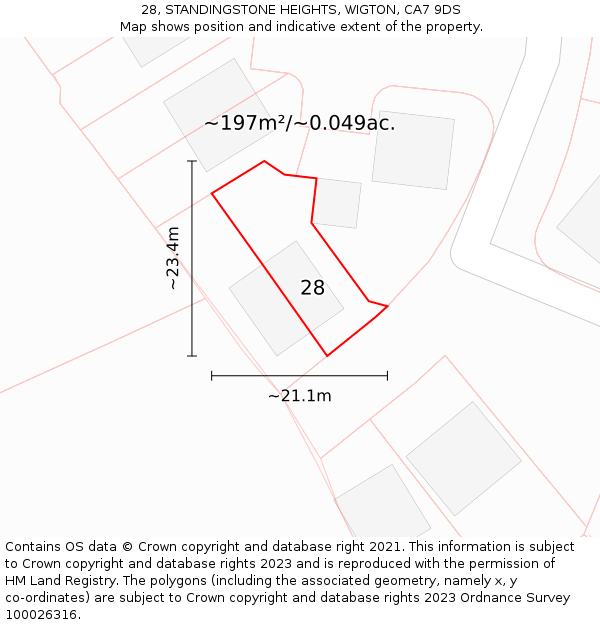 28, STANDINGSTONE HEIGHTS, WIGTON, CA7 9DS: Plot and title map