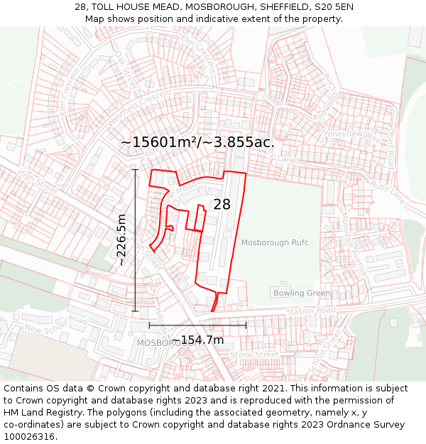 28, TOLL HOUSE MEAD, MOSBOROUGH, SHEFFIELD, S20 5EN: Plot and title map