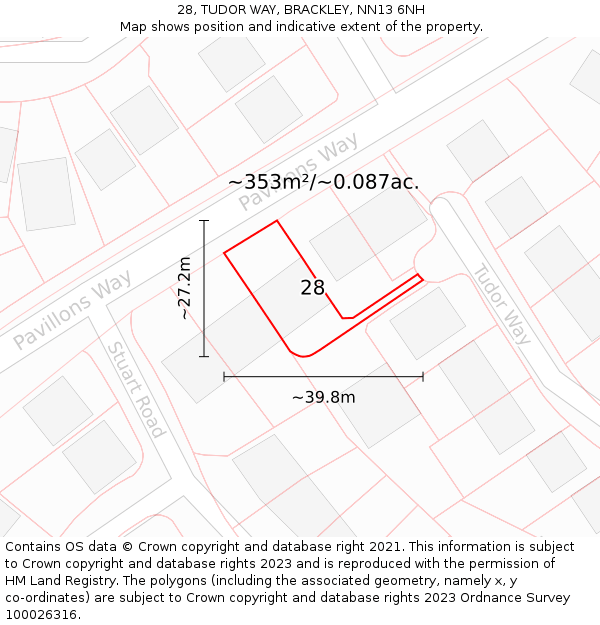 28, TUDOR WAY, BRACKLEY, NN13 6NH: Plot and title map