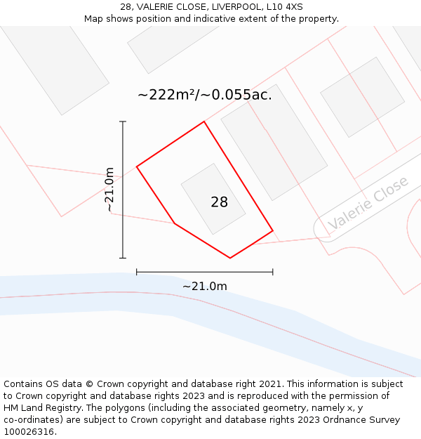 28, VALERIE CLOSE, LIVERPOOL, L10 4XS: Plot and title map