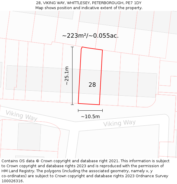 28, VIKING WAY, WHITTLESEY, PETERBOROUGH, PE7 1DY: Plot and title map