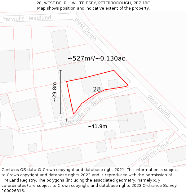 28, WEST DELPH, WHITTLESEY, PETERBOROUGH, PE7 1RG: Plot and title map