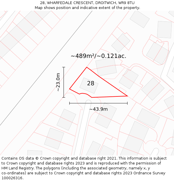 28, WHARFEDALE CRESCENT, DROITWICH, WR9 8TU: Plot and title map