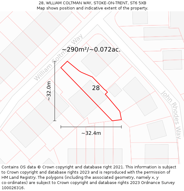 28, WILLIAM COLTMAN WAY, STOKE-ON-TRENT, ST6 5XB: Plot and title map