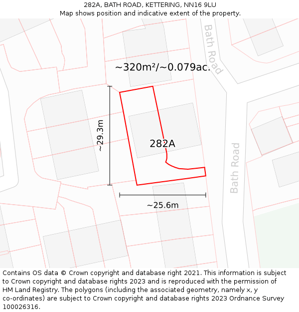 282A, BATH ROAD, KETTERING, NN16 9LU: Plot and title map